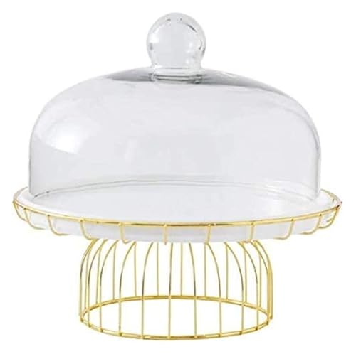 Soporte para pasteles, soporte para exhibición de pasteles, plato giratorio, molde para pasteles con cúpula, mesa de postres exquisita para el hogar, plato de cerámica de vidrio para pasteles con bas