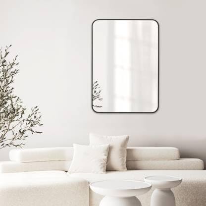 Image of windowera Glass 10 inch Inch X 14 inch Inch Bathroom Decorative Oval Mirror Wall Mount (Rectangle Finish : Edge Polished)