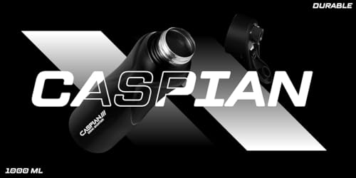 Image of CASPIAN / / / Rise Customised Stainless Steel Water Bottle 1L, Black with Logo Print - Personalised Water Bottle with Your Name Print for Kids Boys Girls School Office Gym- Perfect for Corporate Gifting