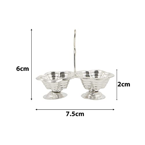 Shubhkart Silver Plated Handmade Haldi Kumkum Holder/Stand Small Size (Pack Of 3) #TOP2