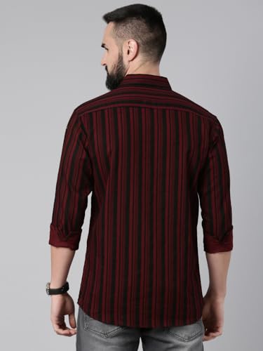 Image of Majestic Man Men's Standard Slim Fit Striped Pure Cotton Casual Shirt