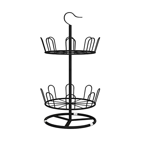 Zapatero giratorio de hierro, zapatero circular de pie (negro, 2 capas) Cover