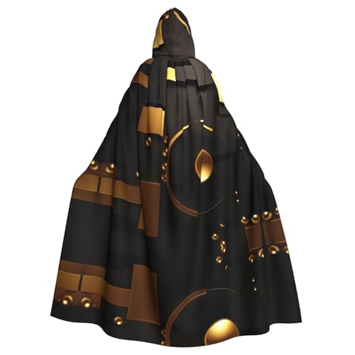Cape à capuche imprimée noir et doré pour adulte costume mixte cosplay