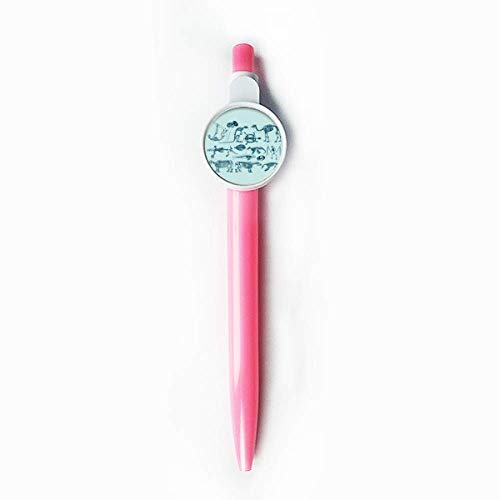 Stylo à bille rétractable bleu écriture fluide motif croquis os animaux