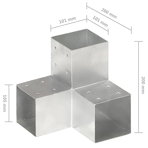 Conector de postes en Y de 101 mm en acero galvanizado de 3 vías 6