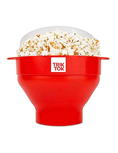Trik Tok - Máquina de silicona para palomitas de maíz para microondas con asas cuenco plegable libre de BPA y apto para lavavajillas máquina para