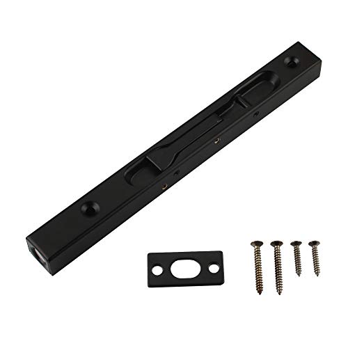 Hidden Latches & Bolts Black 304 Stainless Steel 8 inch (20cm) Security Door Bolt Latch, Double Door Lever Action Flush Bolt Latch, French Door Slide Bolt Lock, Black Finish