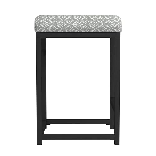 Image of HomePop Metal Frame Counter Stool, 24-Inch, Light Gray Print
