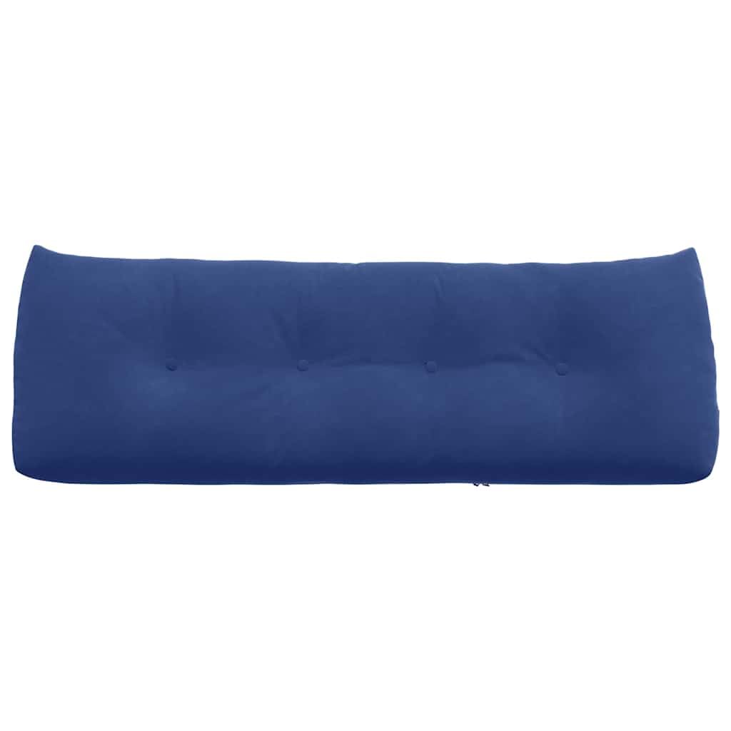 Lendenkissen, Samt, blau, 140 x 24 x 50 cm, mit Seitentasche, ergonomisches Rückenkissen, für Sofa, Bett, Büro, abnehmbarer Bezug, Füllung aus Polyester