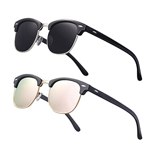 Image of Classic Semi Rimless Polarized Sunglasses for Men Women Half Frame Retro Driving Sun Glasses NP1006