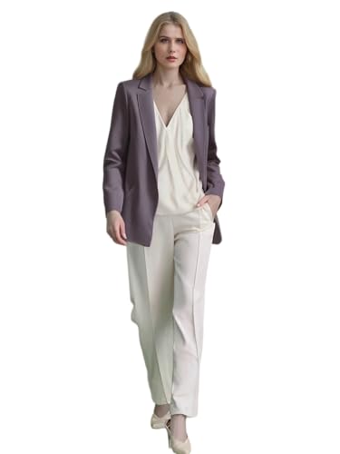 Women's Casual Cotton Blend Knit Blazer - Long Sleeve Solid Color Office Work Jacket with Stretch, Open Front Design4