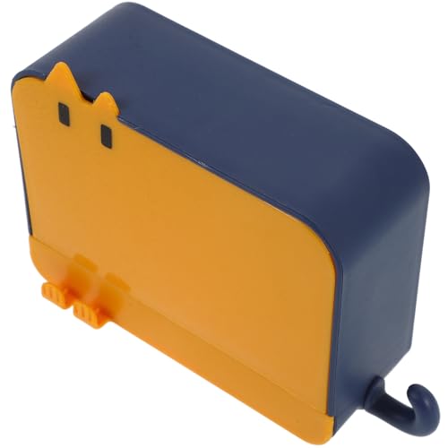 Amosfun Jabonera de Pared Adhesiva Grande con Tapa y Diseño de Drenaje, Taladro, Color Azul y Amarillo (Ojos Abiertos), Porta Jabón para Ducha, Baño y Cocina, Soporte Práctico y