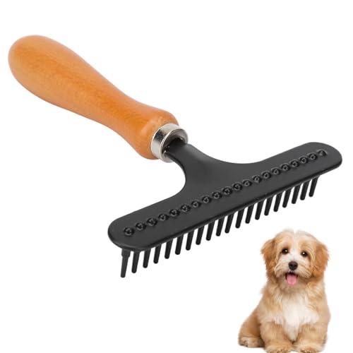 Jiawu Handheld Pet Rake, Stainless Steel Dog Hair Groomer, Cat Rake, Cleaning Grooming Tool for Pet Beauty Salon