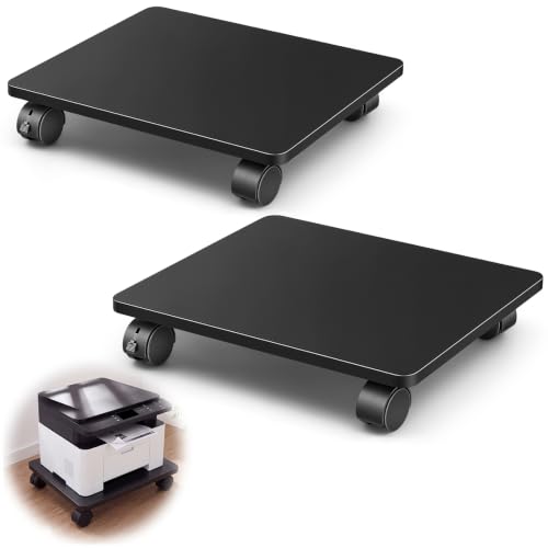 Image of Beeveer 2 Pcs Black Under Desk Printer Stand 15.8 x 13.8 x 3.2 Inches