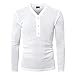QWERD Herren Longsleeve Langarmshirt Shirt mit V-Ausschnitt Herren Langarm Henley Shirts Tops Regular Fit Basic Einfarbige Dünn T-Shirt mit Knöpfen Herren Langarm Baumwolle Longsleeve V-Neck T-Shirt