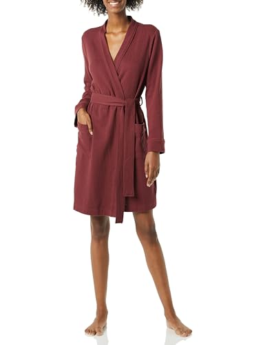Image of Amazon Essentials Women's Lightweight Cotton Blend Waffle Mid-Length Bathrobe, Breathable Loungewear (Available in Plus Size)
