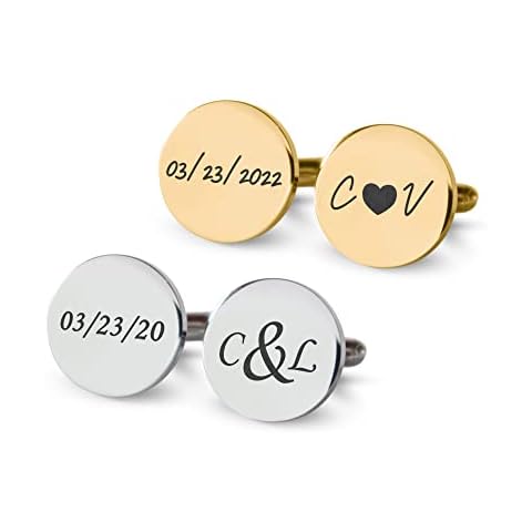 Personalized cufflinks for men, custom engraved cufflinks for groom, gold & silver wedding cufflinks for groom, initials cufflinks for men, groom cufflinks from bride Cover