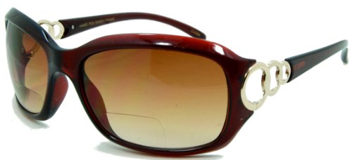 In Style Eyes Circle Power Bifocal Reading Sunglasses - Full-Rimmed, Italian Design Large Frame - Non-Polarized Lens