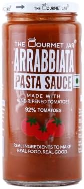 The Gourmet Jar Arrabbiata Pasta Sauce 390G| 100% Natural,No Preservatives,No Artificial Colors,No Artificial Flavouring agents| Vegan| Gluten Free| Made With Fresh Vine-Ripened Roma & Cherry Tomatoes