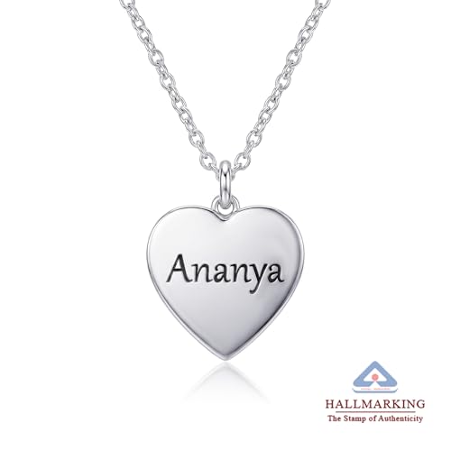 Image of TRUESILVER ACPL 925 Sterling Silver Personalised Necklace for Womens | Customized Engraved Charm Necklaces | Jewelry Gift for Anniversary Wedding Birthday