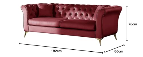 Image of Supernal 3 Seater Sofa Set with Brass Legs Perfect Gives Luxurious Look for Home /Living Room /Office /Guest Room /Hotels /Lounge
