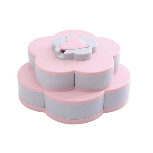BRIGHTFUFU Candy Container with Phone Slot Double-layer Sweets Storage Box Fashion Pink Plastic