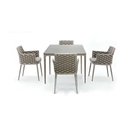 WAOCEO Juego de Muebles de jardín Conjunto de Muebles de jardín al Aire Libre, Mesa y sillas for Patio, casa, Villa, Patio, Mesa de Comedor y sillas, Muebles de Exterior (Size : 90cm Table-4 Chairs)