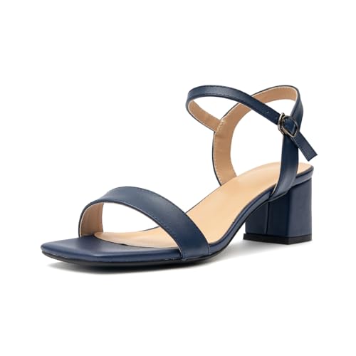 ONEENO Women's Classic 2 inch Heel Leather Sandal