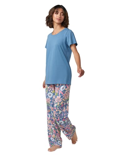 Image of HUE Women's Sleep and Lounge Pajama Separates, Late Summer & Fall Collection, Coronet Blue - Scoop Neck Short Sleeve Tee, 2X