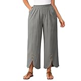 Womens Faux Cotton Linen Pants Wide Leg High Waisted...