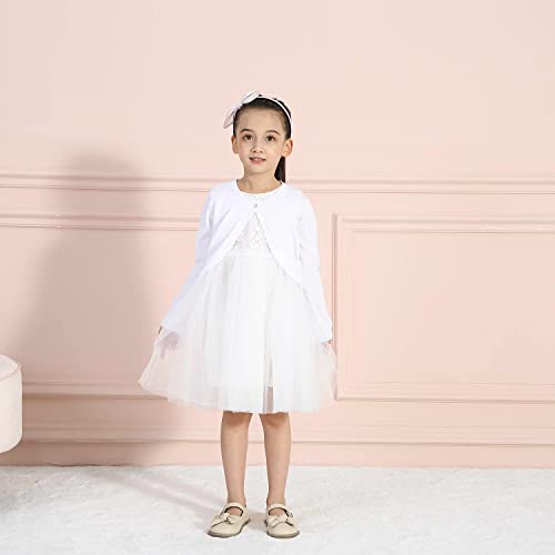 Kids Girls' Bolero Cardigan Shrug Sweater Cute Long Sleeve Sparkle Tops Open Front Knit Shrug,White, 9-10 Years #TOP2