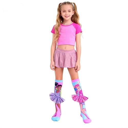 MITUN SEMI Crazy Socks for Girls Kids Knee High 3D Funny Wacky Mismatched Socks for Crazy Sock Day Novelty Gifts