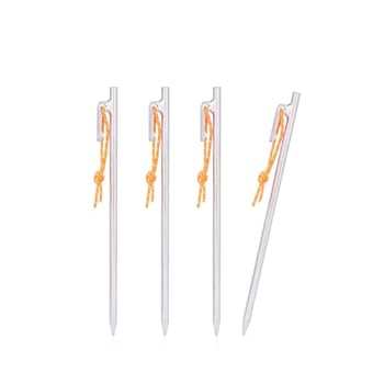 Boundless Voyageチタンペグ 鍛造 軽量 強靭 反射ロープ付き 20cm/24cm/30cm/35cm/40cm 4本/6本セット ペグ チタン製 テントペグ タープ ステーク アウトドア/キャンプ 用品 岩場 砂浜 砂利 芝生 硬い土対応 収納袋付き(24cm - 4本)
