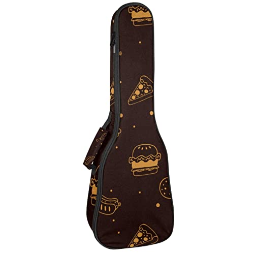 Sac étanche pour ukulélé ténor housse rembourrée à motif Fast Food style dessiné à la main