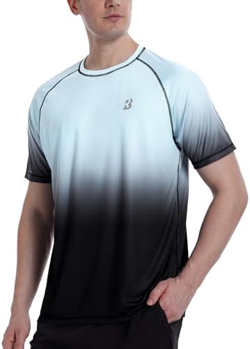 Roadbox Mens Sun Protection Swim Shirt, UPF 50+ Short Sleeve UV Rash Guard, Quick Dry Water T-Shirt for Surf Running Workout - 1