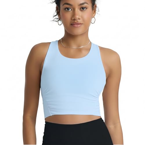 Image of POPSUGAR Sports Bras for Women - Y Back, High Neck, Strappy & Long Line Padded Racerback Bra Workout Yoga Top Racer Back Bra