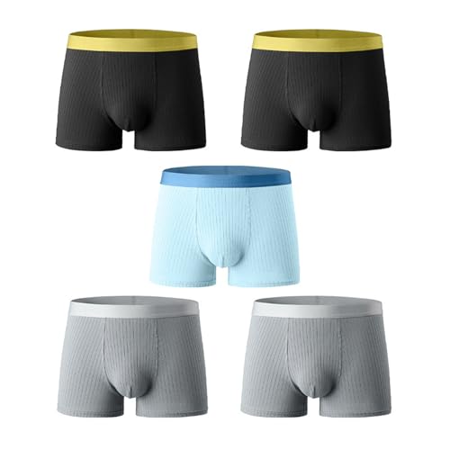 Mens Underwear 5 Pack Moisture Wicking Stretch Performance Solid Boxer Briefs for Men