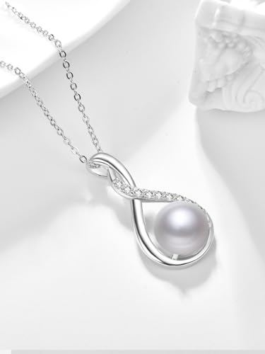 Pearl Necklace for Women 925 Sterling Silver Black White Pearl Pendant Anniversary Mother's Day Birthday Jewelry Gifts3