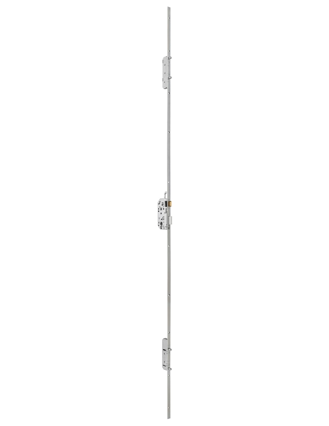 Serrure à Encastrer Multipoints, 3 Points, Norme NF QC, avec 2x2 Pênes Ronds, Hauteur 2250 mm, Sans Gâches, Verrouillage Sécurisé, Têtière Acier Zinguée, Utilisation Cylindre Européen, THIRARD