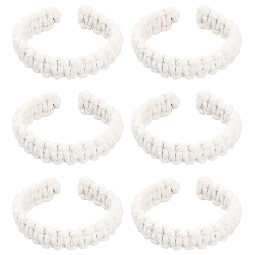 Culinavog 6 Stück Vorhang Raffhalter, Handgestrickte Raffhalter im Boho-Stil, Natürliches Baumwollseil, Biegbar, Vorhang Zusammenhalter für Zuhause, Schlafzimmer, Dekorative Vorhänge (Weiß)