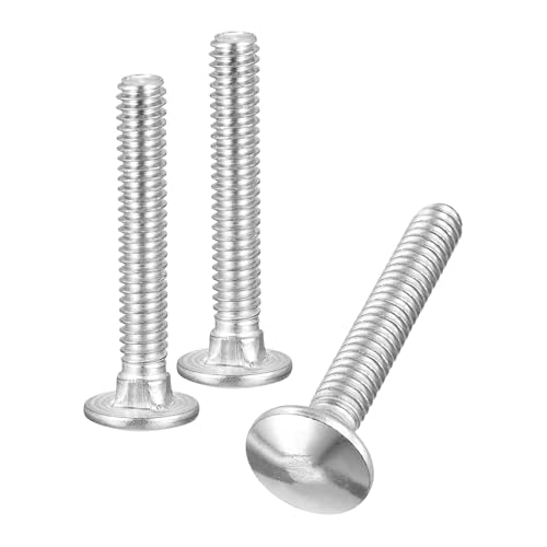Image of uxcell 1 /4-20x1-3 /4 Carriage Bolt, 10pcs Round Head Square Neck Screws, 304 Stainless Steel, Fully Threaded, Silver