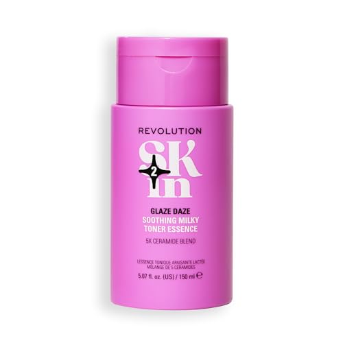 Revolution SKin, Glaze Daze Soothing Milky Toner Essence, Esencia Tónica Calmante con Ceramida, Hidrata y Suaviza, Vegano y Libre de Crueldad, 150ml