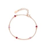 KnSam Echt Gold Armband Charms Rose Gold 18K, Zierlich Klassiker Frau Armbänder mit Labor Erstellt...