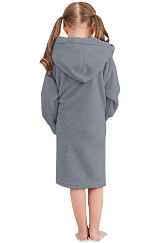 Image of Umeyda Girls Fleece Hooded Robes, Warm Printed Bath Robe for Kids Soft Fuzzy Bathrobe for Gifts