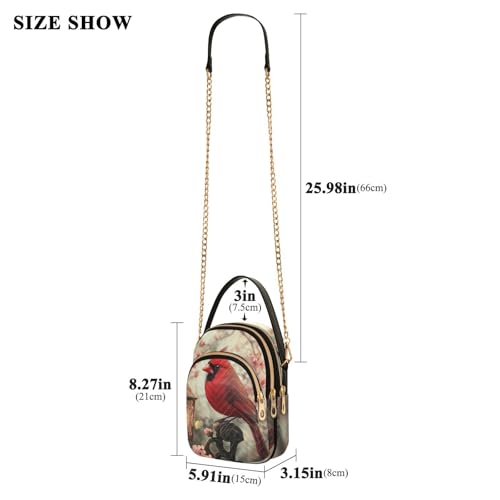 Red Bird Cardinal Pink Flowers Small Crossbody Bags for Women Adjustable Strap Purses Travel Handbags 208585452