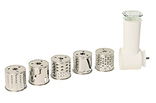 Moulinex Accessoire éminceur-râpeur, Shredder 5 tambours, Râper fin, râper gros, émincer, râper pommes de terre, piler la glace, Fabriqué en France XF990101, Acier