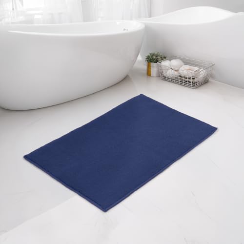 Image of Welspun Premium Bath Mats Large for Hall, Bedroom & Living Room | Solid Design | Anti Skid | More Absorbent | Soft Feel | Machine Tufted | (2 x 3 ft, Dark Blue)