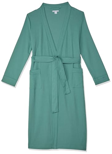 Amazon Essentials Women's Lightweight Waffle Full-Length Robe, Teal Blue, 3X