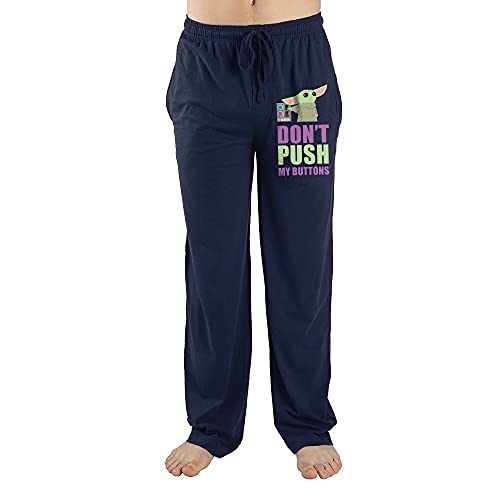Men's Navy Blue Star Wars Mandalorian Grogu Character Sleep Pajama Pants