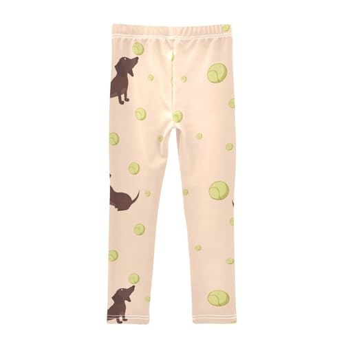 Dachshund Ball Girls Leggings,Workout Leggings for Girls Toddler Athletic Legging Size for 3-10T2